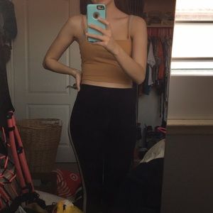 Ribbed Tan Crop Tank